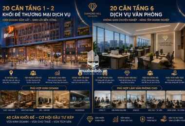 Diamond Hill tung ra 20căn khối đế duy nhất + 20 căn dịchvụ tầng 6 tầng tiện ích