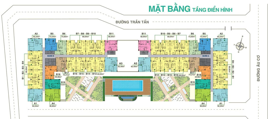 mặt bằng căn hộ melody residences âu cơ