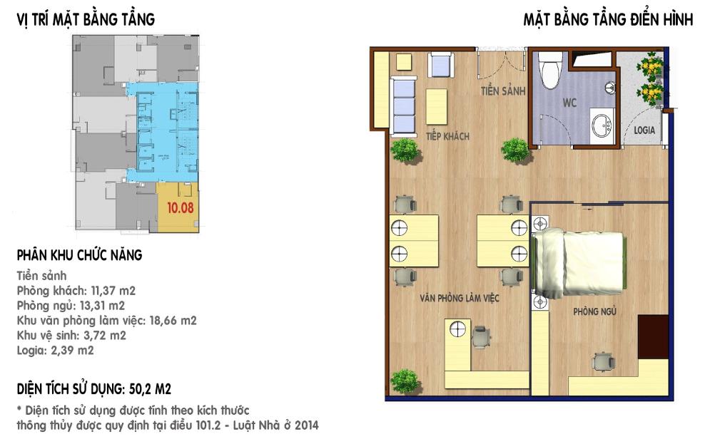 mặt bằng tầng căn hộ officetel MBLI Tower 4