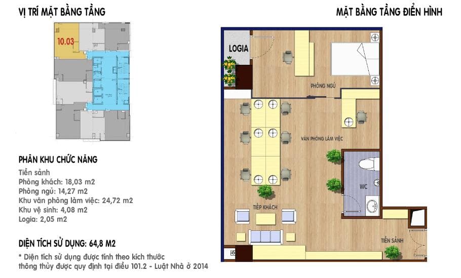 mặt bằng tầng căn hộ officetel MBLI Tower