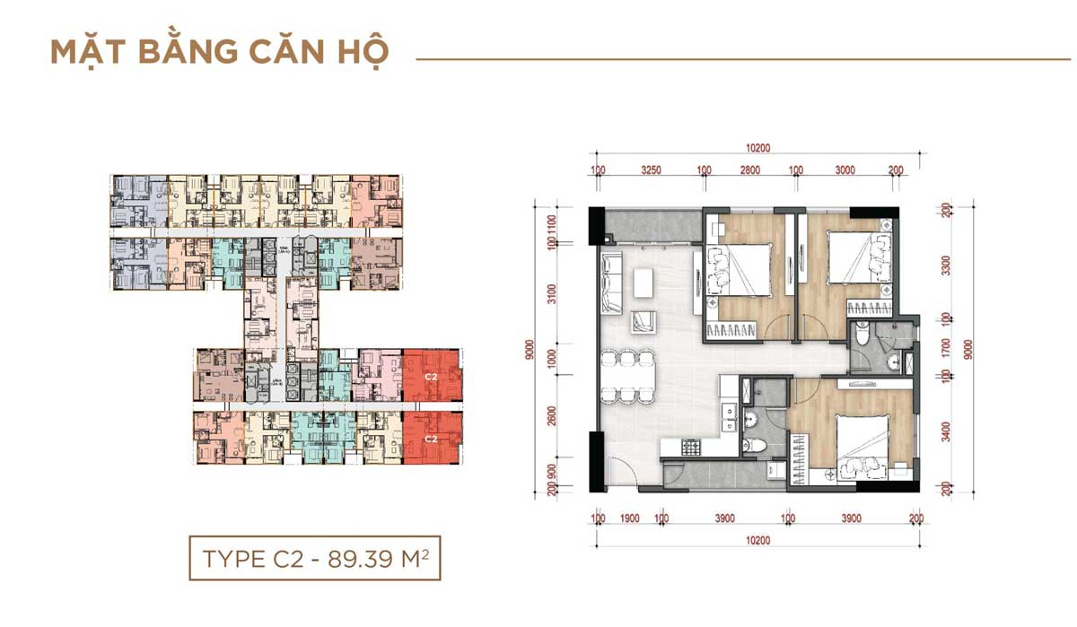 mặt bằng thiết kế căn hộ la partenza nhà bè 2
