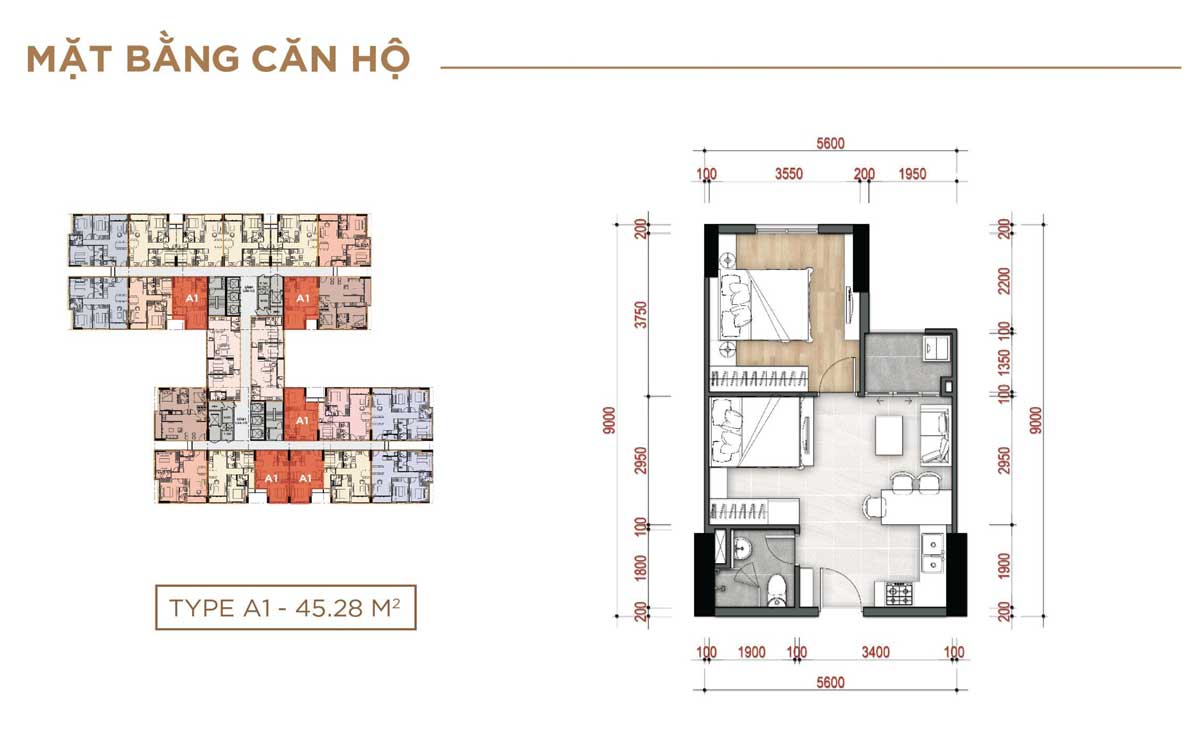 mặt bằng thiết kế căn hộ la partenza nhà bè