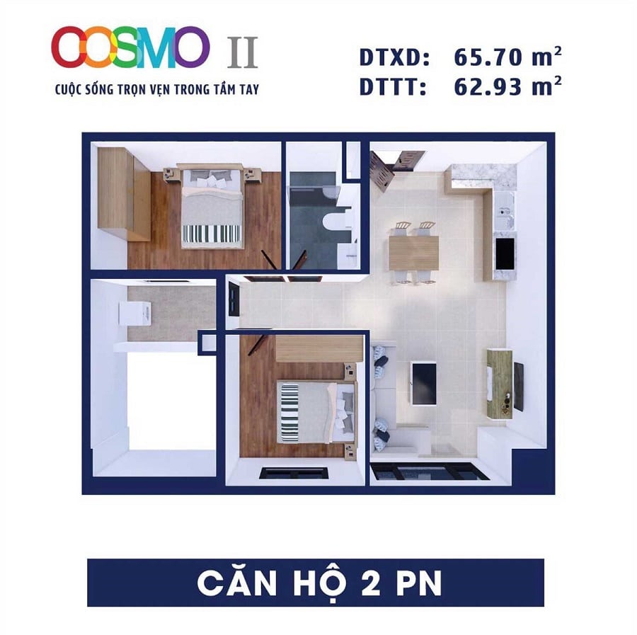 thiết kế căn hộ cosmo city 2 quận 7