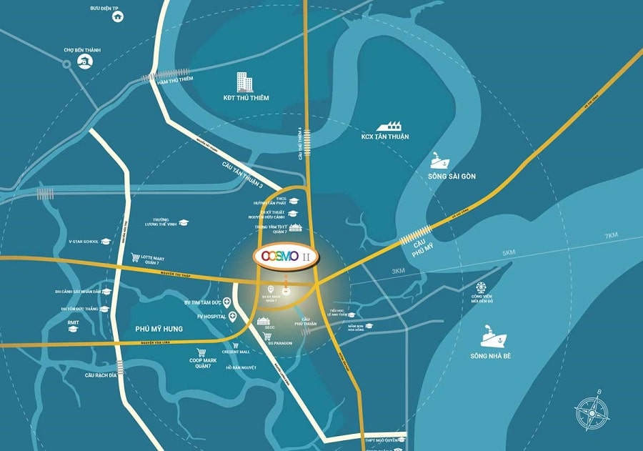 vị trí căn hộ cosmo city 2 quận 7