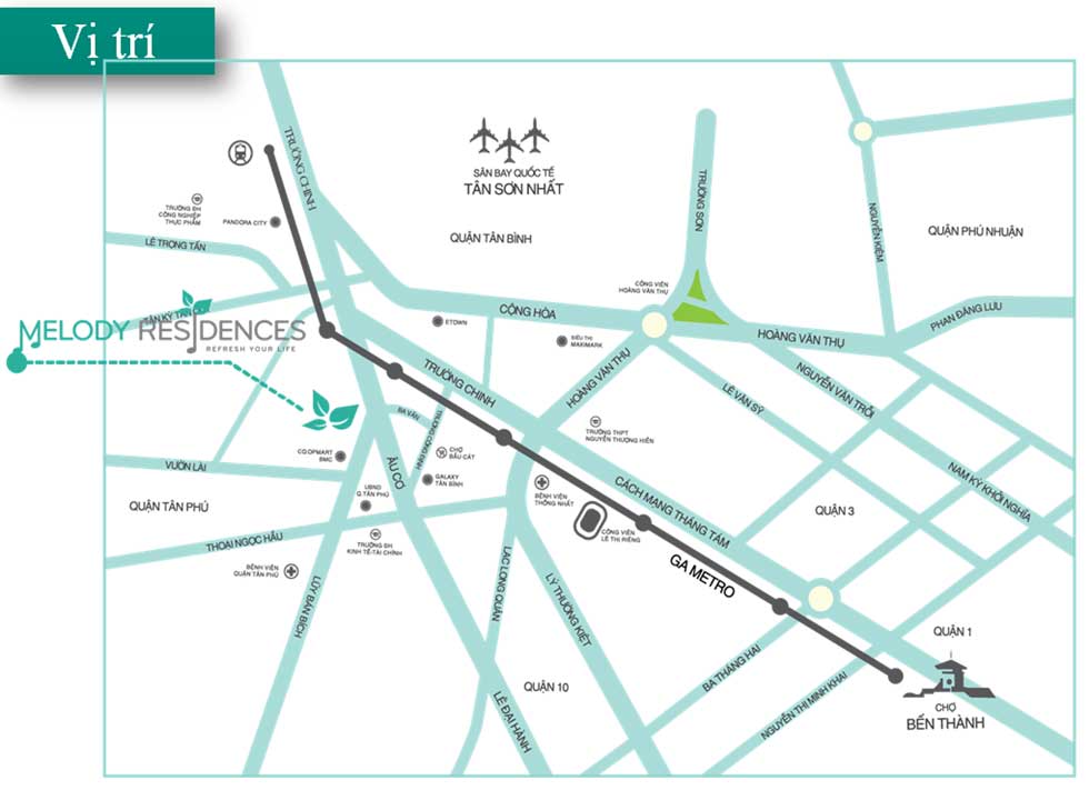 vị trí căn hộ melody residences âu cơ