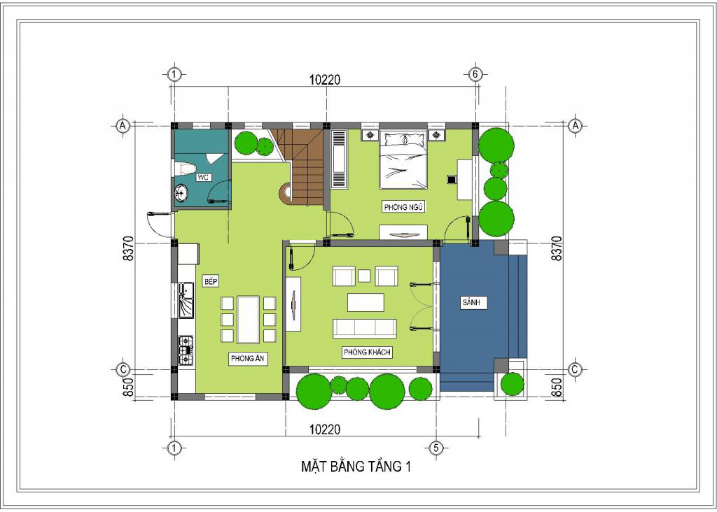 Xây nhà 2 tầng trên diện tích 400M2